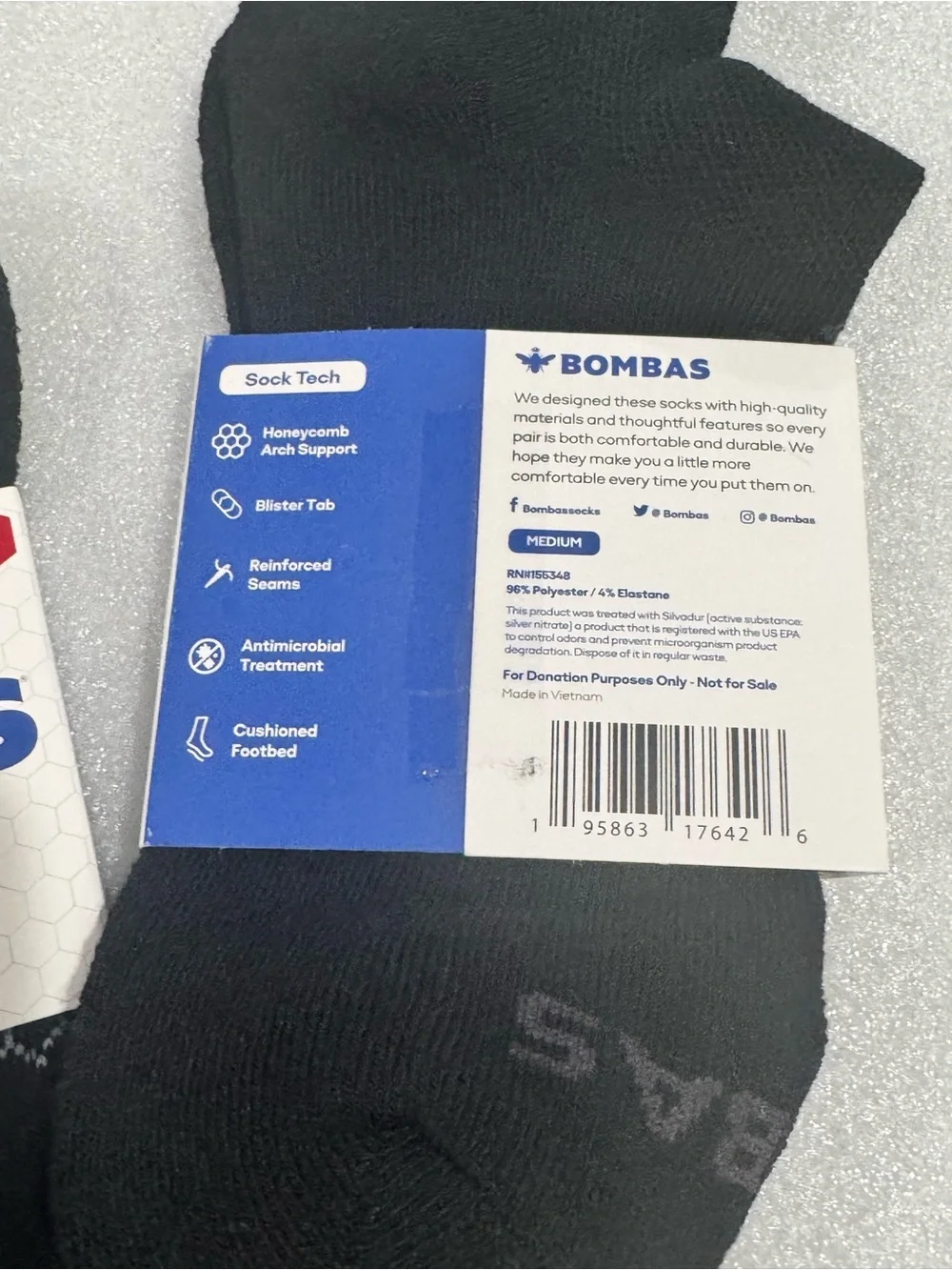 Bombas Black Men’s Women’s Unisex Ankle Athletic Socks (2-Pack) - Picture 3 of 7